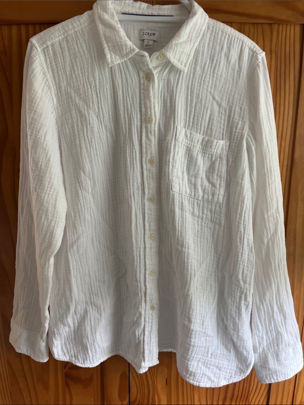J. Crew White Cotton Gauze Button-Down Shirt